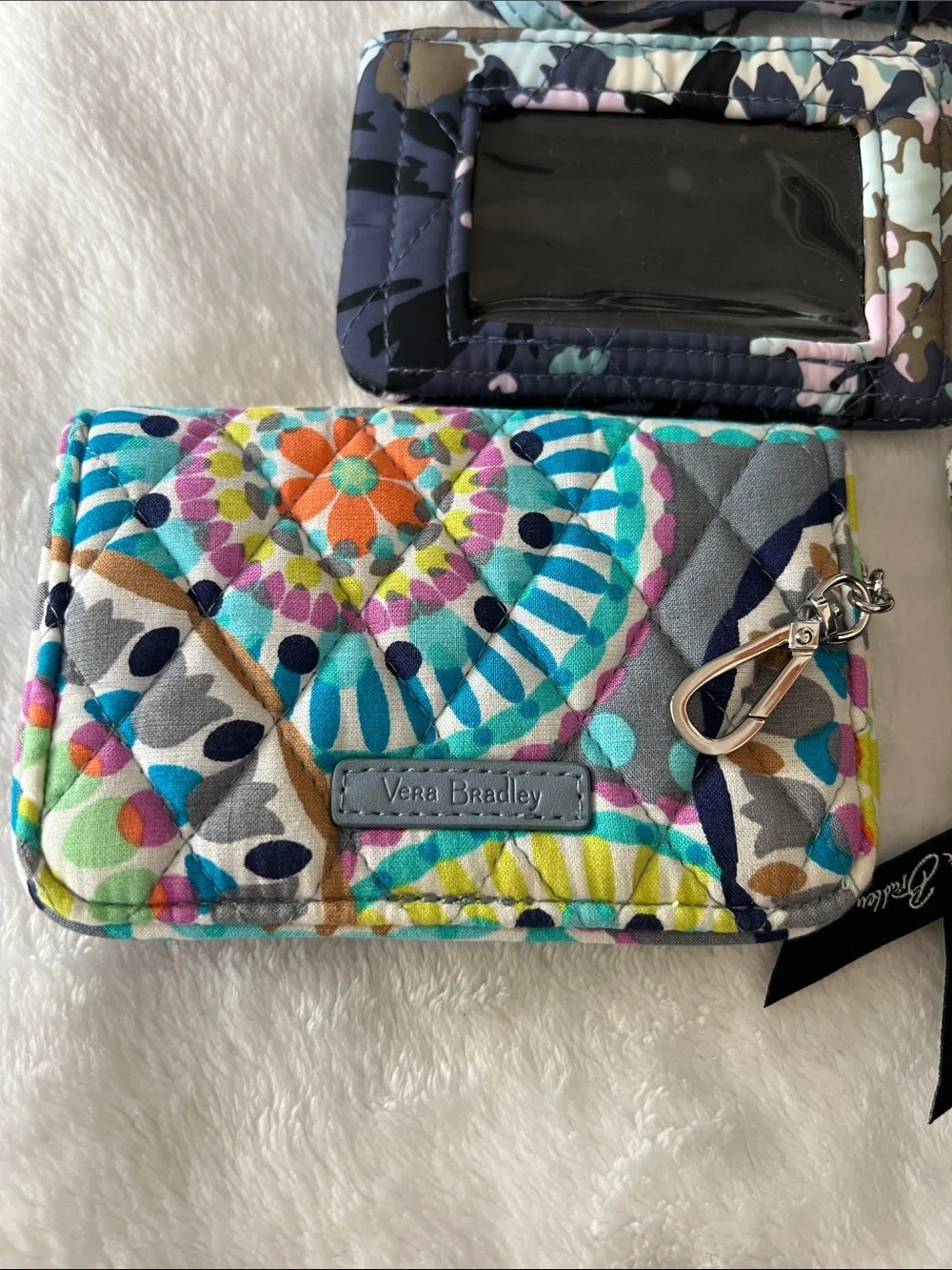 Vera Bradley Multicolor Quilted Card Holder and Lanyard Set 3 piece